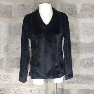 WOOLY BULLY WEAR sz S black fuzzy fleece top shirt sweater